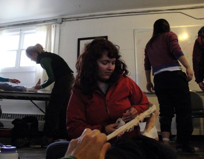 Emily taping my ankle.