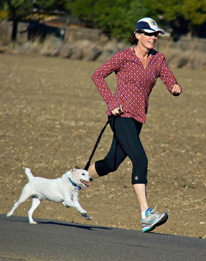 Me and Sport on a run at home - not Joshua Tree but I wanted to show off my Lola Hoody and Sprinter Capris! Photo Credit: Dan Ledesma