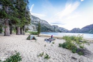 Camping on the beach at Benson Lake.