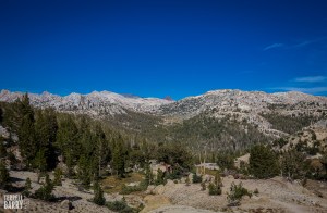 Benson Pass, facing east.  Matterhorn Canyon is to the left.